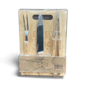 Set de BBQ con Tabla de Bambú – 3 Piezas